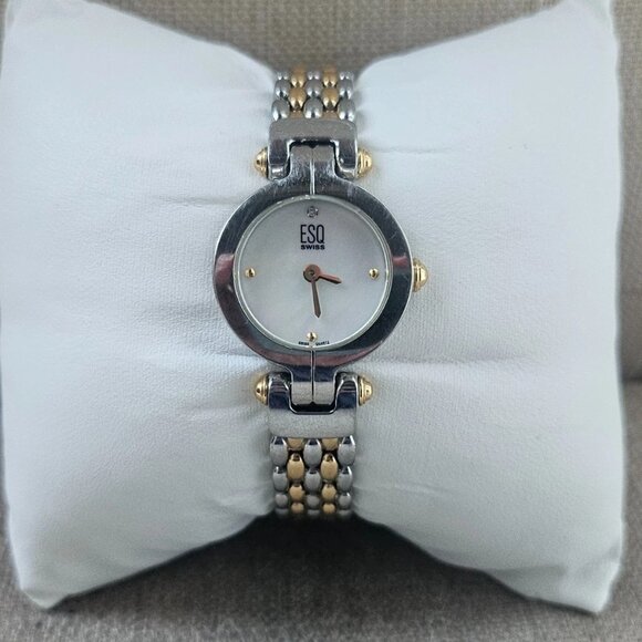 ESQ Swiss by MOVADO Ladies Wristwatch Gold/Silver Tone Analog MOP Face Watch - Picture 8 of 12